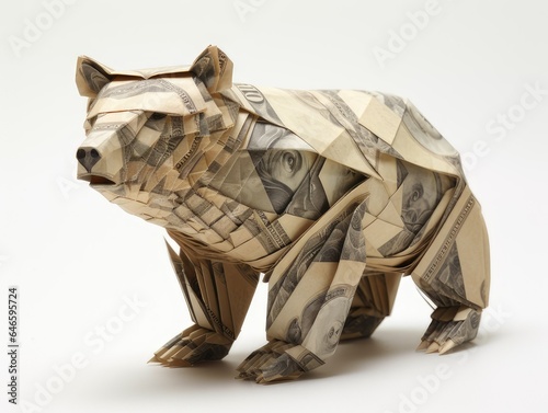 origami bear made from cash dollar bills. generative AI