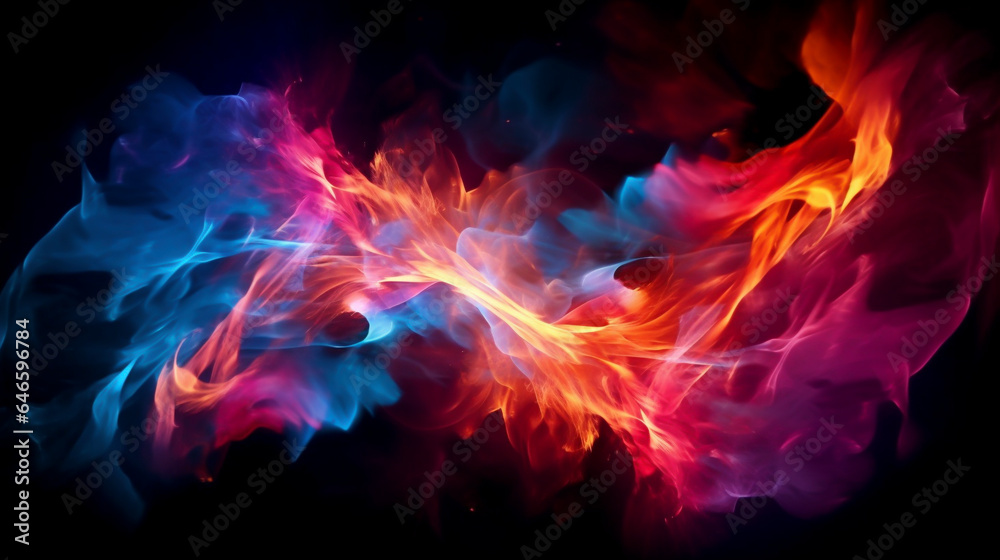 青く燃える炎と赤く燃える炎の背景素材「AI生成画像」