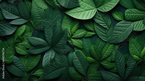 Fresh Green Foliage  Close-up Detail of Botany in Nature s Pattern