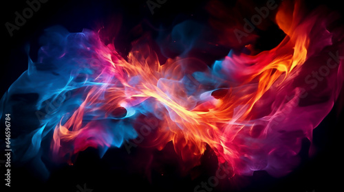 青く燃える炎と赤く燃える炎の背景素材「AI生成画像」