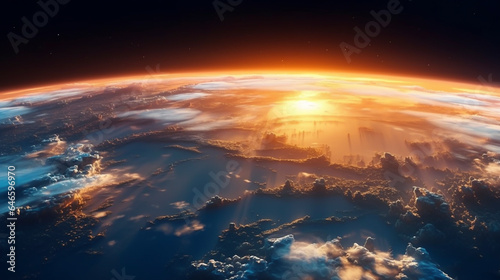 宇宙からみた太陽の光に照らされる地球「AI生成画像」