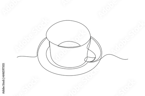 One continuous line drawing of Modern ceramic kitchen utensils concept. Doodle vector illustration in simple linear style. 