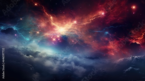 Majestic Celestial Journey  Astral Cosmos  Milky Way  and Nebula Illuminating the Night Sky
