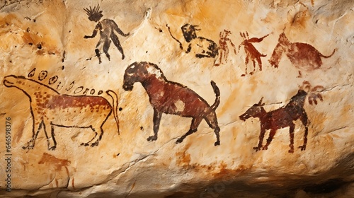 Fictional illustration of a prehistoric mural.