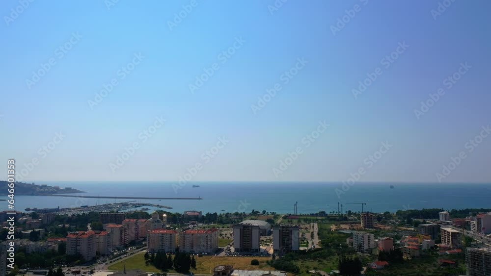Top view panorama of sunny city of Bar in Montenegro. Splendid scenery of the Adriatic Sea at backdrop. Top view panorama of sunny city of Bar in Montenegro. Splendid scenery of the Adriatic Sea at backdrop.