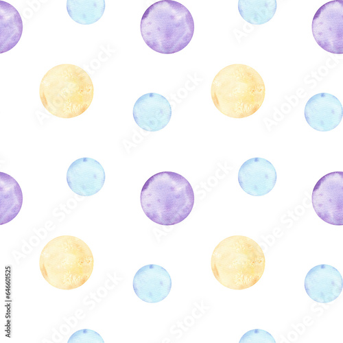Watercolor seamless pattern with bubbles