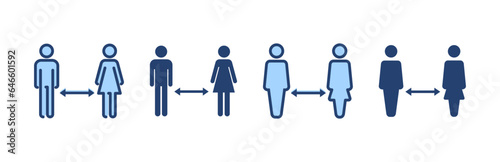 Social distancing vector. social distance sign and symbol. self quarantine sign