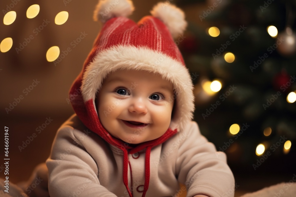 Cute little baby, with selective focus and copy space
