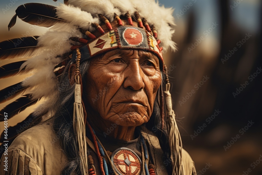 The chief of the Apache Indians is a native American man. The concept of Columbus day and the discovery of America