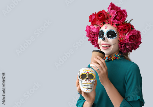 Young woman with painted sk...
