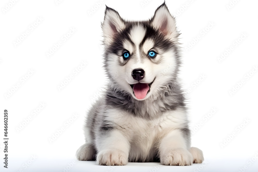 siberian husky puppy on white background