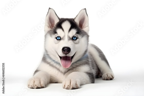 siberian husky puppy on white background