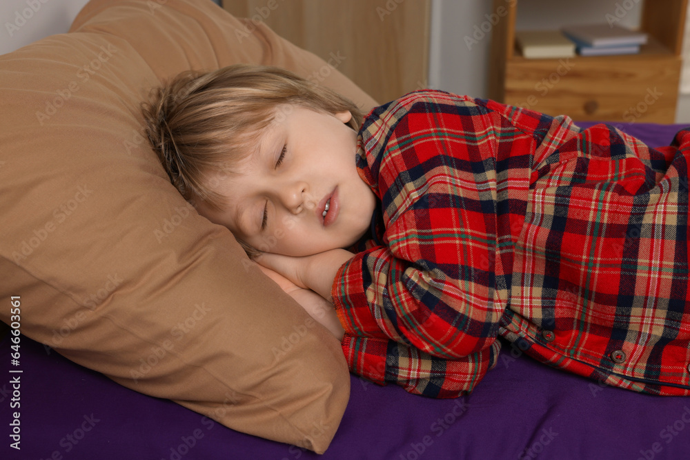 Little boy snoring while sleeping in bed at home Little boy snoring while sleeping in bed at home
