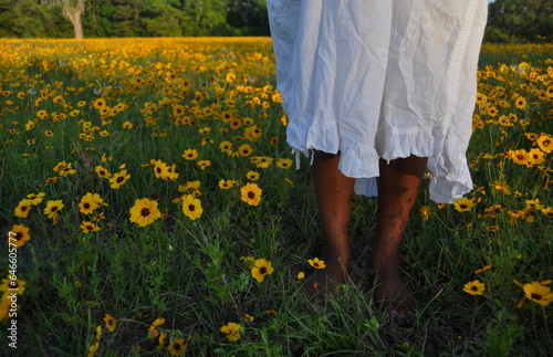 yellow flowers barefoot