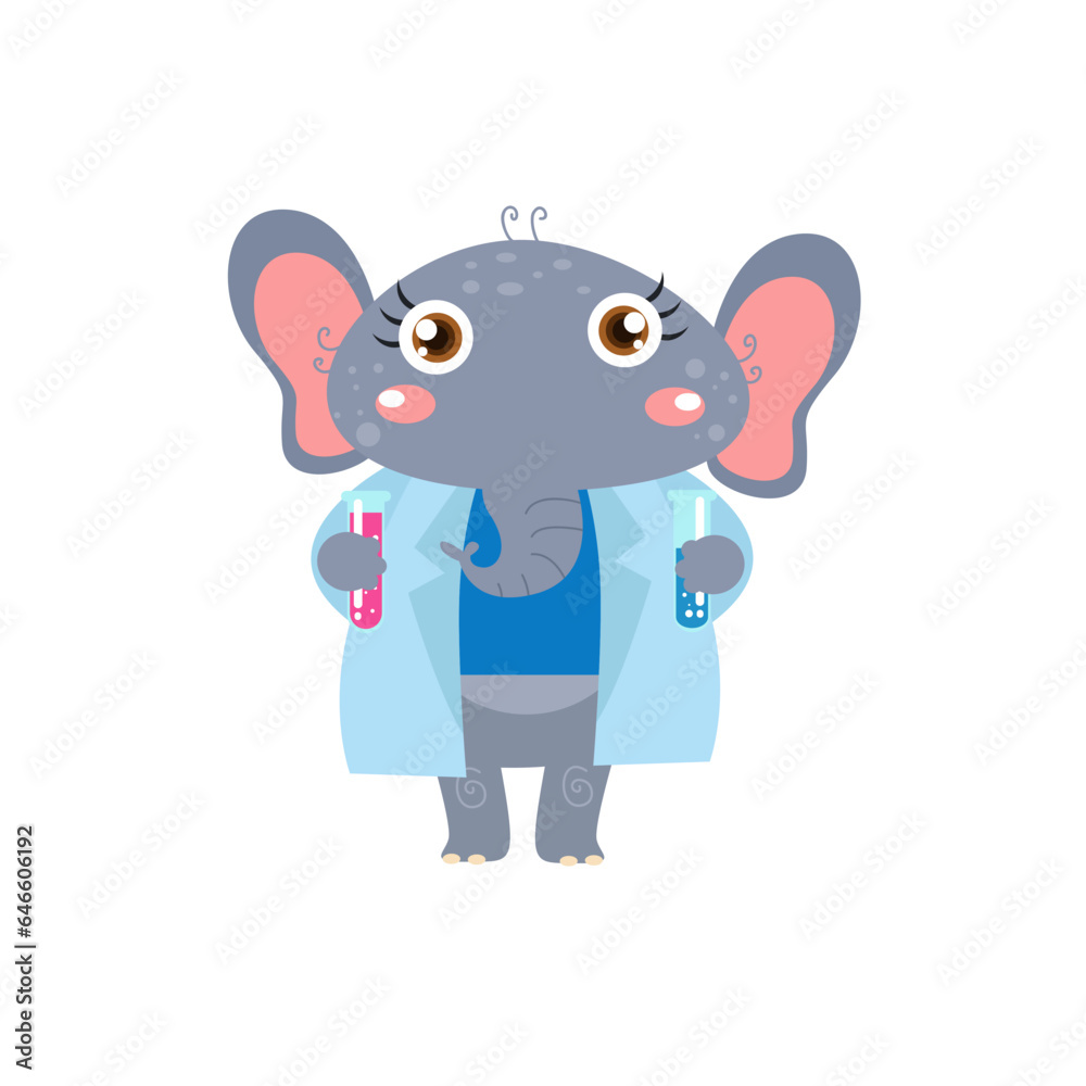 vector cute elephant scientist cartoon vector icon illustration vector cute elephant scientist cartoon vector icon illustration