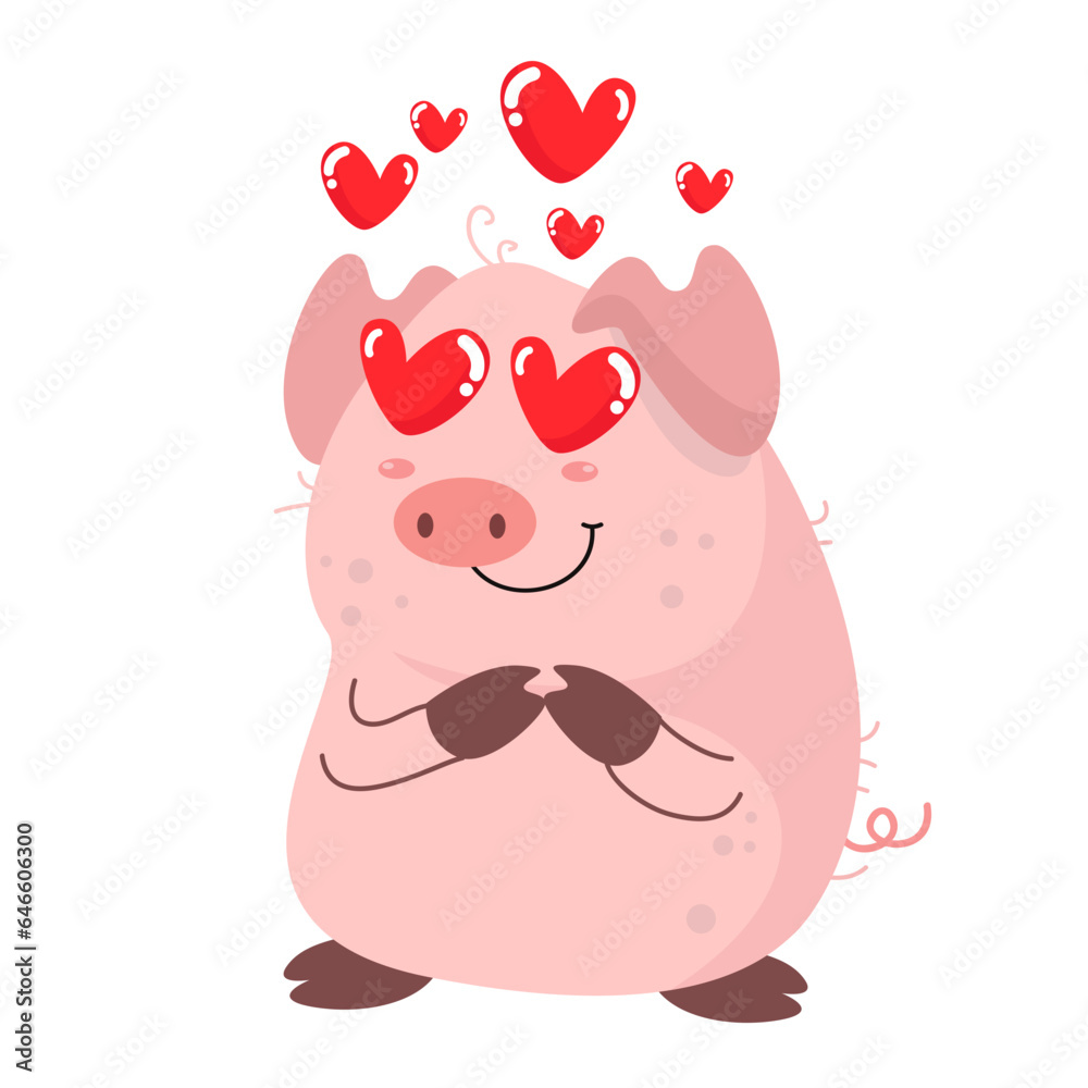 vector cute pig fall in love cartoon vector icon illustration vector cute pig fall in love cartoon vector icon illustration