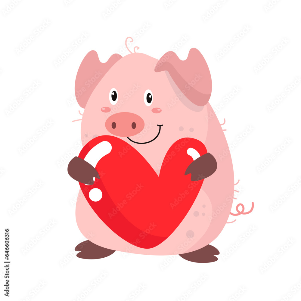 vector cute pig hugging heart cartoon vector icon illustration vector cute pig hugging heart cartoon vector icon illustration