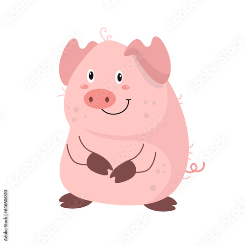 vector cute pig  cartoon vector icon illustration
