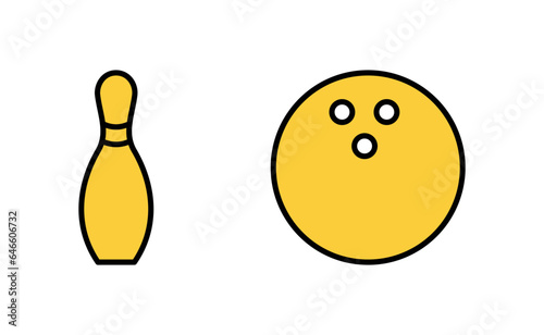 Bowling icon set for web and mobile app. bowling ball and pin sign and symbol.