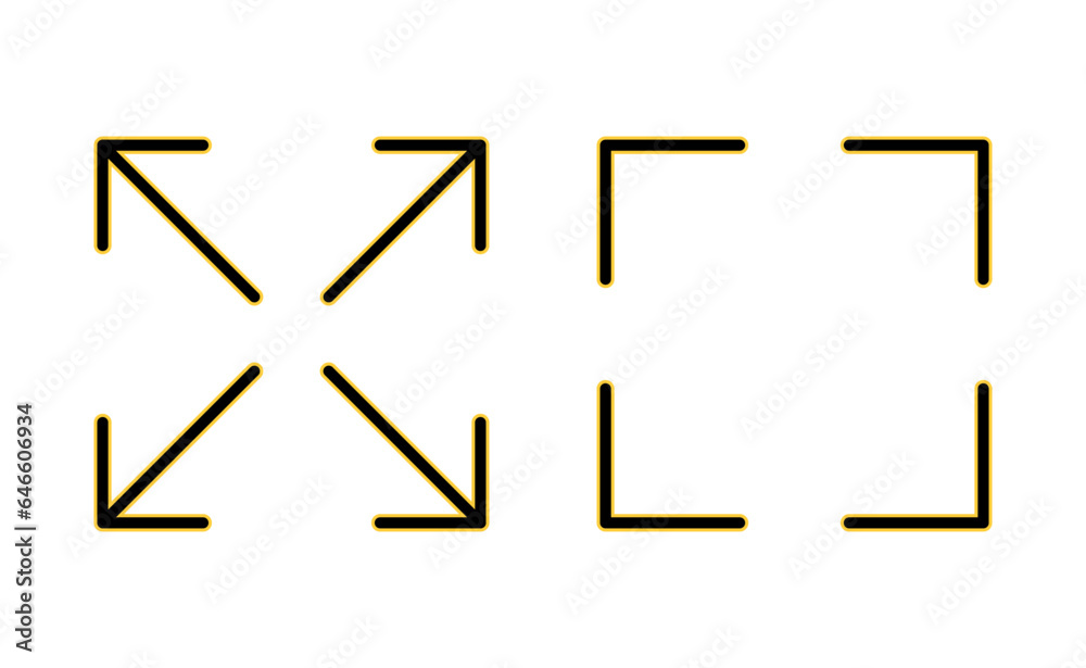 Fullscreen Icon set for web and mobile app. Expand to full screen sign and symbol. Arrows symbol Fullscreen Icon set for web and mobile app. Expand to full screen sign and symbol. Arrows symbol