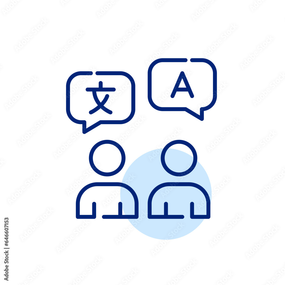 People communicating in different languages. Pixel perfect, editable stroke icon People communicating in different languages. Pixel perfect, editable stroke icon