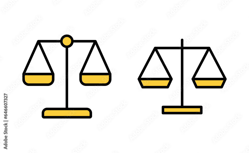 Scales icon set for web and mobile app. Law scale icon. Justice sign and symbol Scales icon set for web and mobile app. Law scale icon. Justice sign and symbol