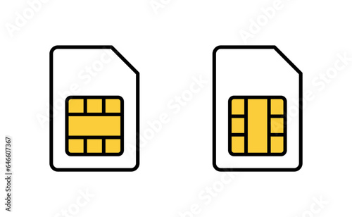 Sim card icon set for web and mobile app. dual sim card sign and symbol