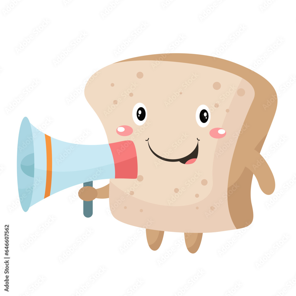 Obraz premium vector cute bread cartoon vector icon illustration