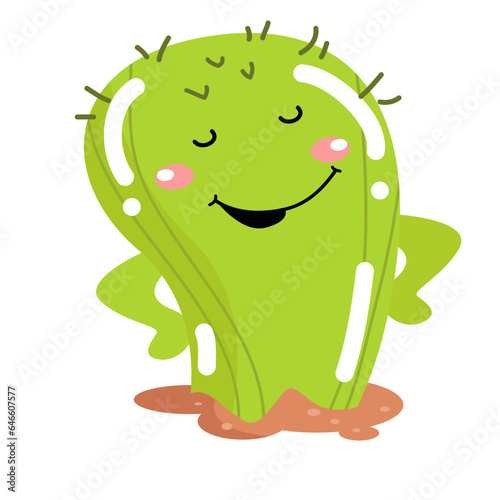 vector cute cactus with arrogant character illustration