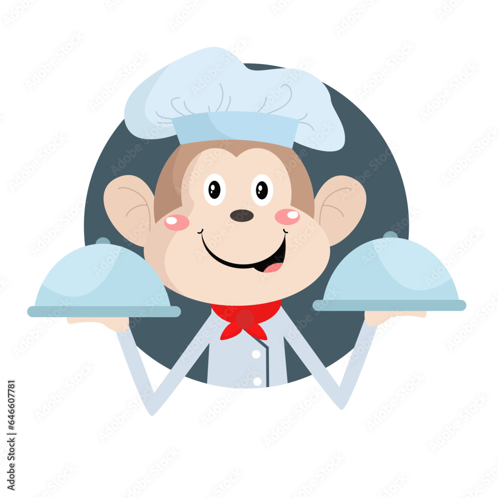 vector monkey chef mascot logo cartoon cute creative kawaii vector monkey chef mascot logo cartoon cute creative kawaii