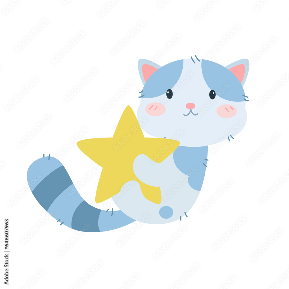 vector cute cat hugging star cartoon vector icon illustration vector cute cat hugging star cartoon vector icon illustration