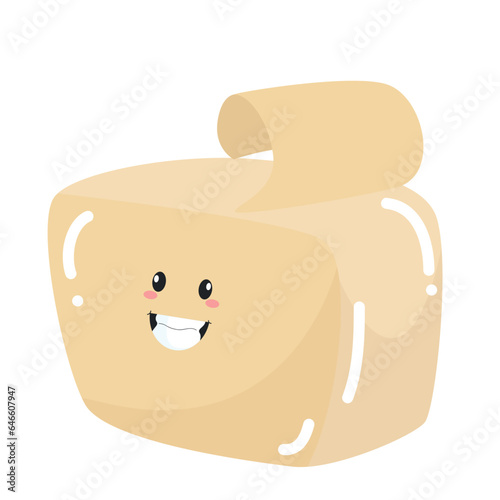 Vector cute funny butter waving hand character