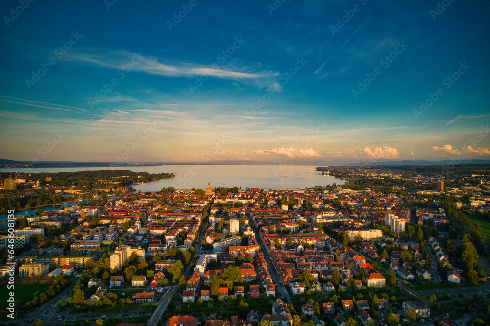 Sunset in Konstanz, Germany. Rhine River