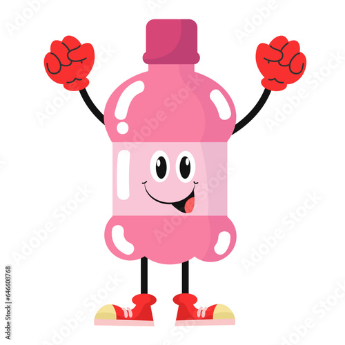 vector cute bottle with happy face