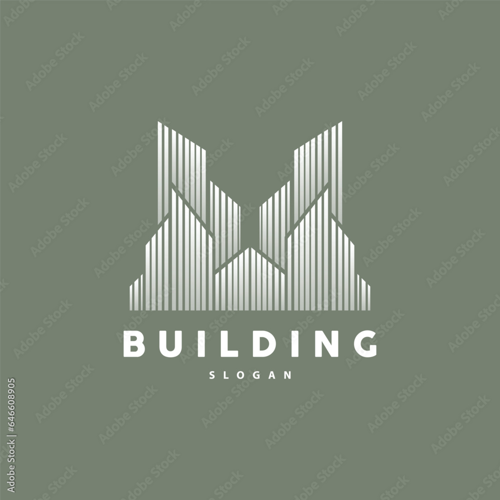 Fototapeta premium Building Real Estate Apartment Construction Logo, Elegant Premium Rustic Monogram Vector Design