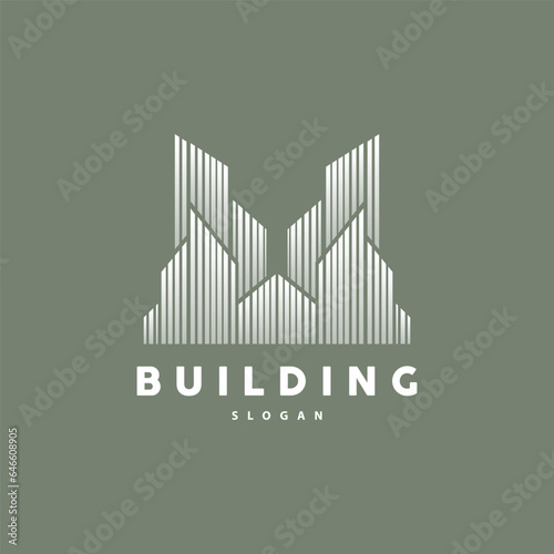 Building Real Estate Apartment Construction Logo, Elegant Premium Rustic Monogram Vector Design