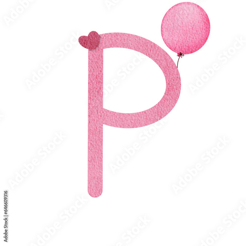 Pink character P photo