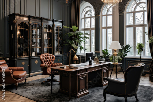 Timeless Elegance  A Captivating Glimpse into a Traditional-style Office Interior