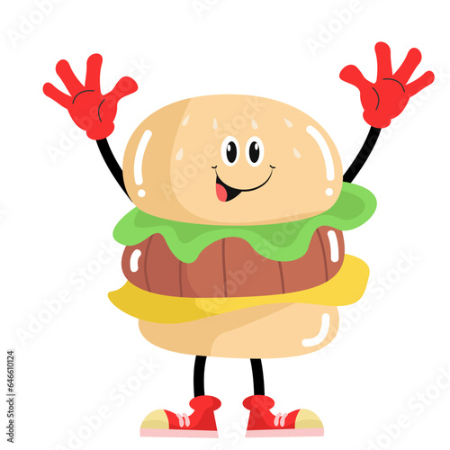 Vector cute burger illustration hand drawn