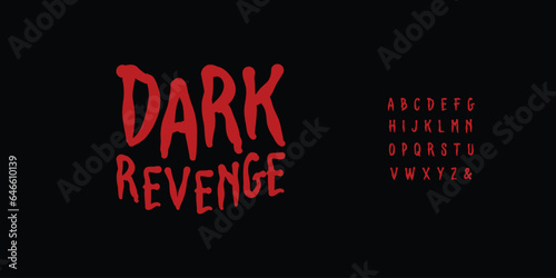 Dark Revenge scary alphabet font. Typography black halloween logo designs concept. vector illustration