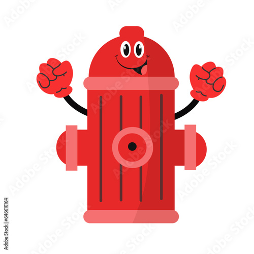 Vector crimson hydrant splash cartoon red fire hydrant characters in vector