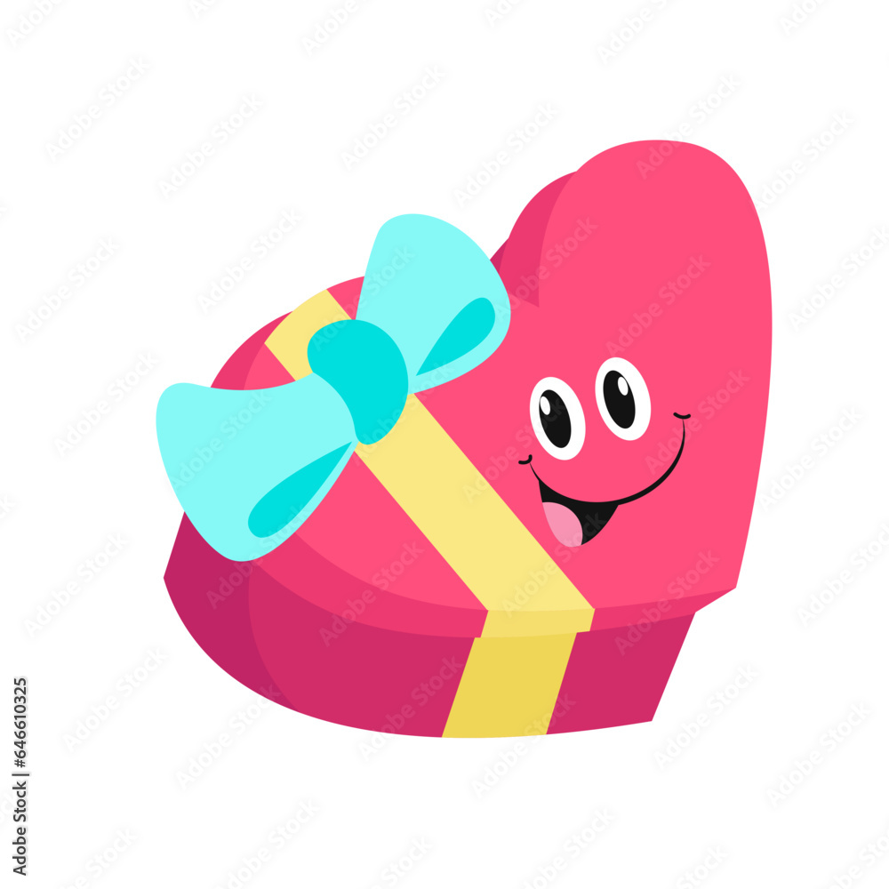 vector heart-shaped chocolate box with a happy face vector design valentines day vector heart-shaped chocolate box with a happy face vector design valentines day