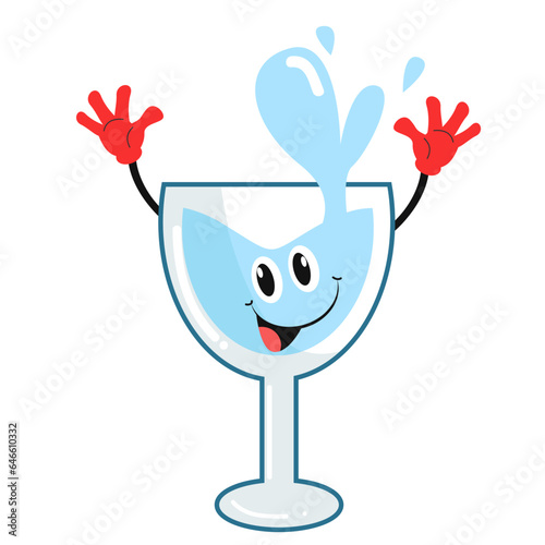 Vector cute happy water glass character funny 