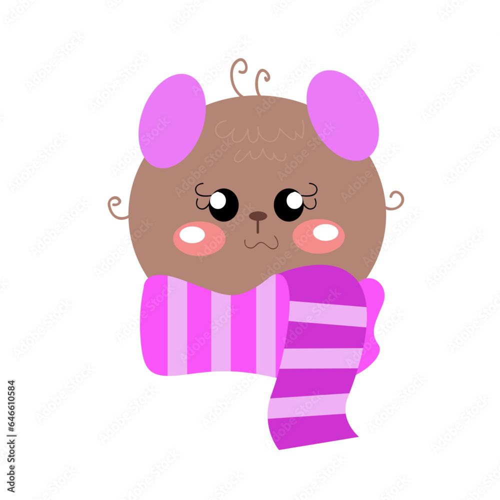 Fototapeta premium Vector beautiful outdoor bear with purple scarf craft 