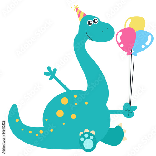 Vector birthday  with dinosaur character