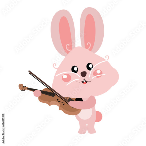 vector animal playing violin illustration