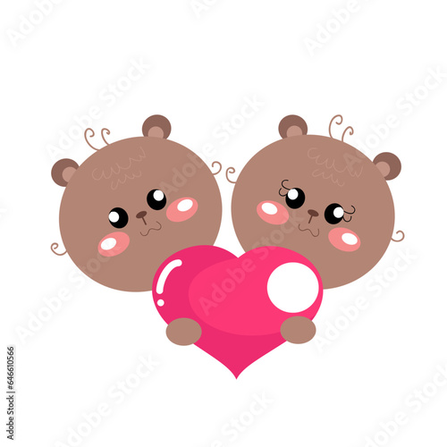 vector hand drawn valentines day animal couple