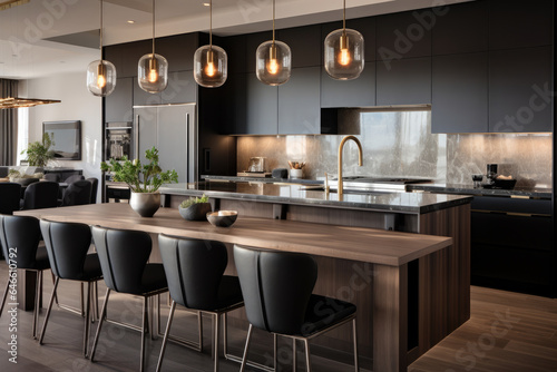 Elegant Simplicity  A Contemporary Glam Kitchen with Sleek Lines and Luxurious Accents