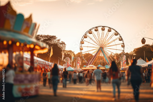 Vászonkép Local fair or carnival organized for Labor Day, where families and friends come together to enjoy rides, games, and festivities