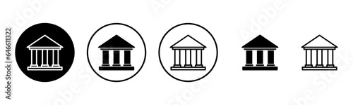 Bank icon set illustration. Bank sign and symbol, museum, university